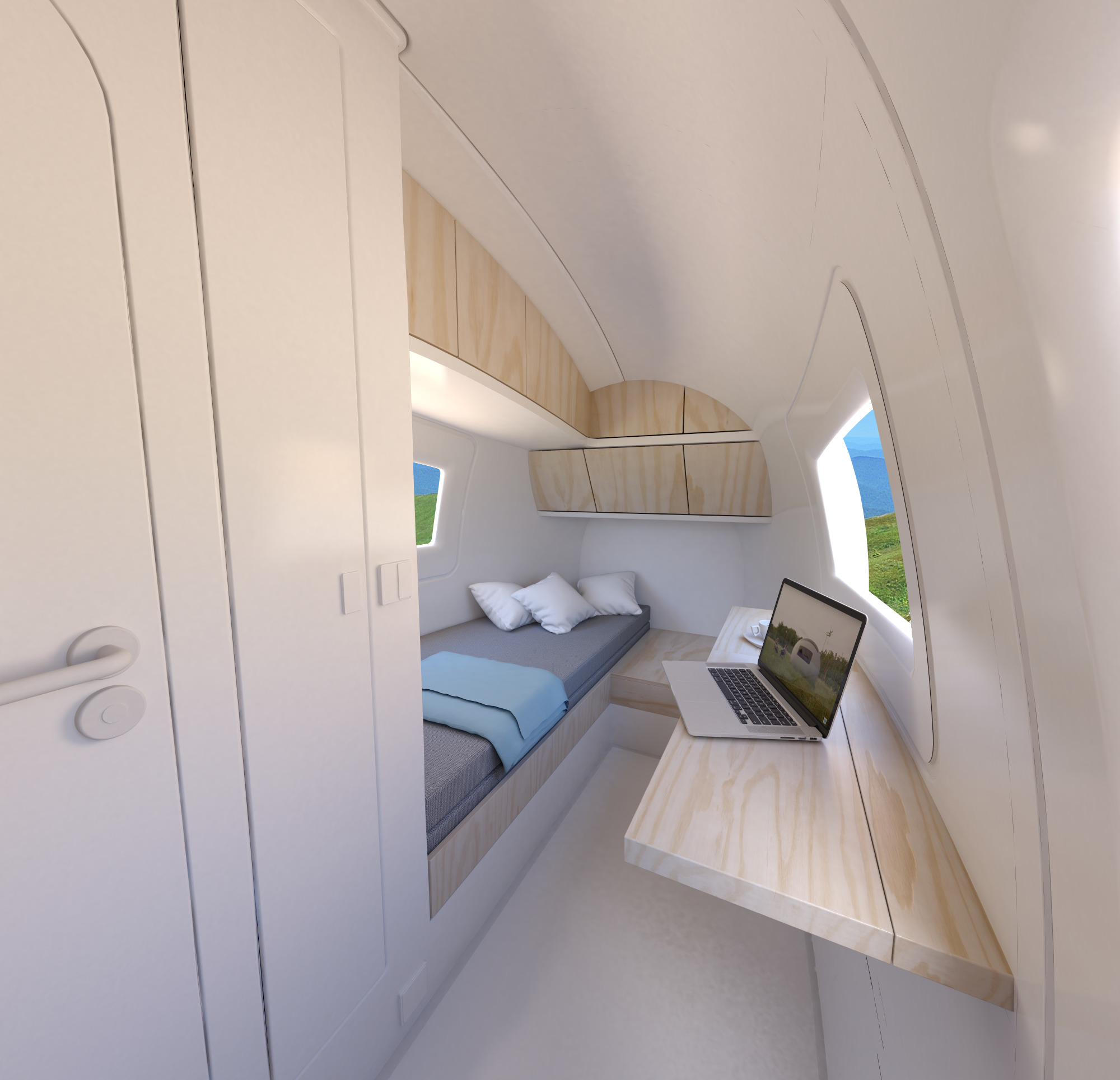 在 2.8 坪的 Ecocapsule 小屋裡，各項家具設施一應具全。