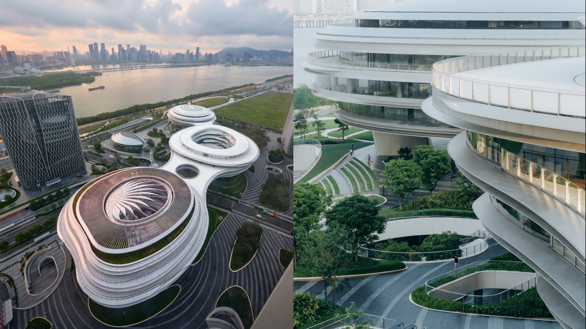 主要建築抬升離地約 8.6 公尺，釋放下方地面打造公共地景，重新交還城市。（ © AOGVision、Zhu Yumeng）